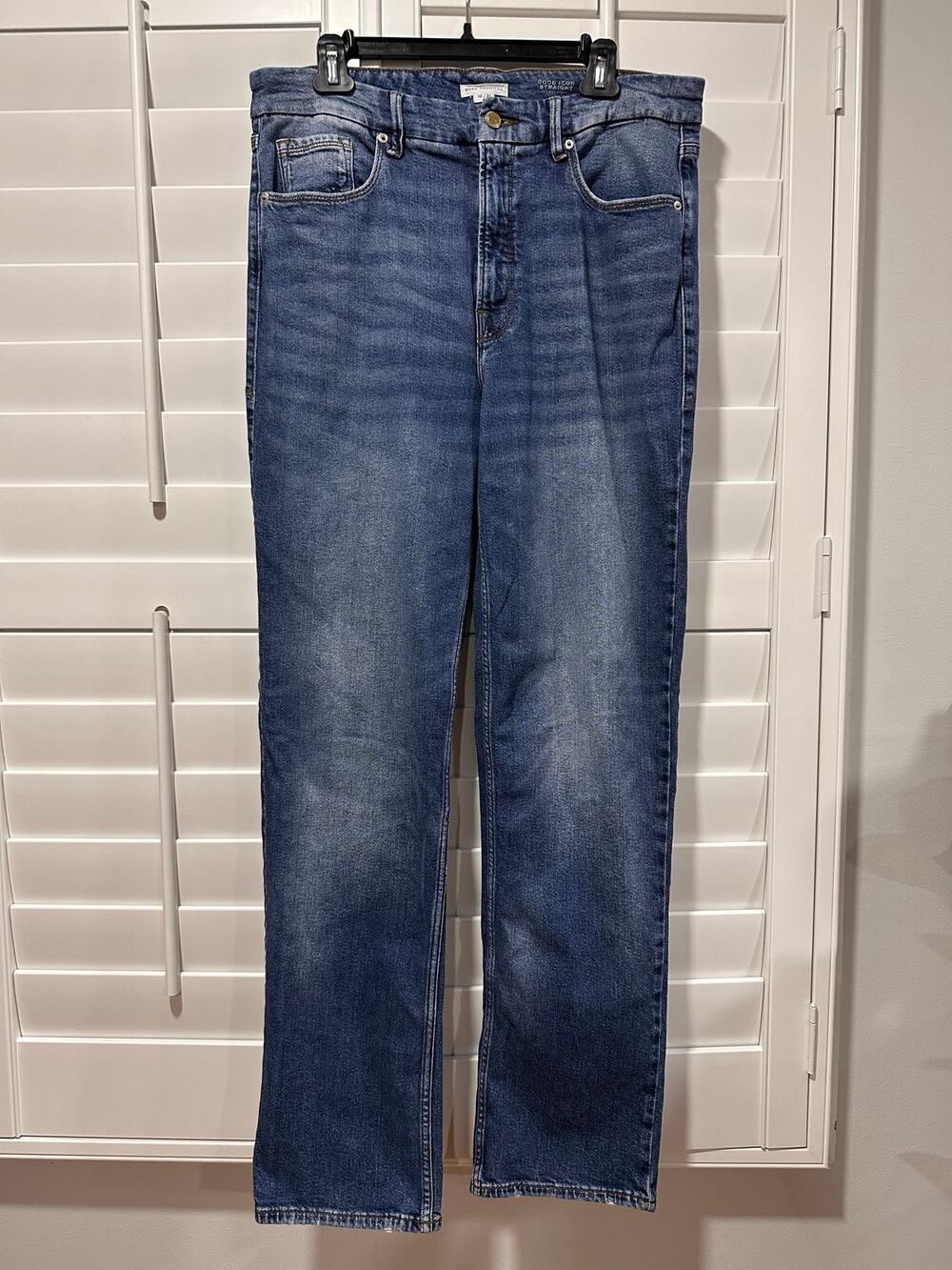 Good American Good Icon Straight Jeans Size 12 Regular 31 Blue Denim Stretchy